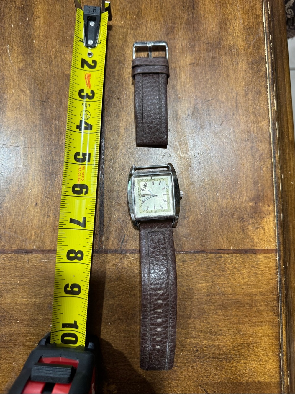 next Brown Leather Strap Square Watch with Silver-Tone Case